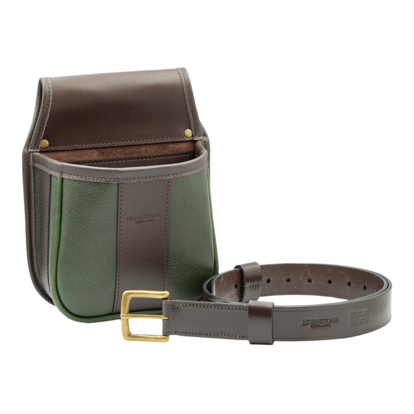 Shotgun Cartridge Pouch Green And Brown Leather