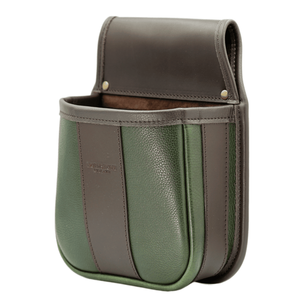 Shotgun Cartridge Pouch Green And Brown Leather Holds 50 x 12 gauge RGB50GB